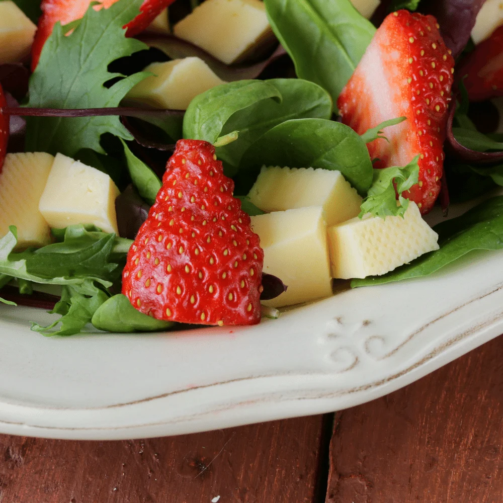 Mixed Greens with Strawberries and Feta Cheese