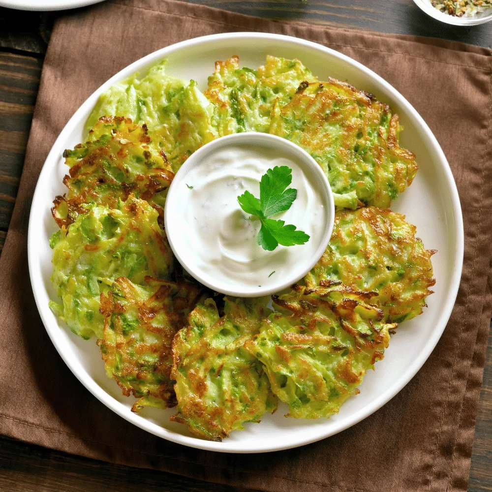 Vegetable Fritters with A Dipping Sauce