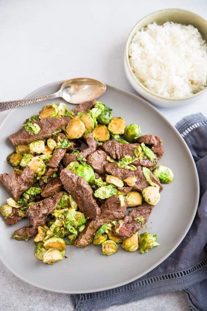 BRUSSELS SPROUT BEEF STIR FRY