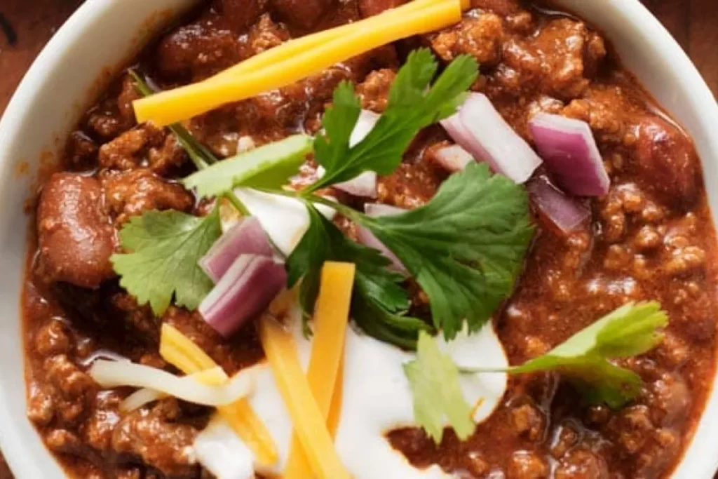 Chili with Cheese and Sour Cream