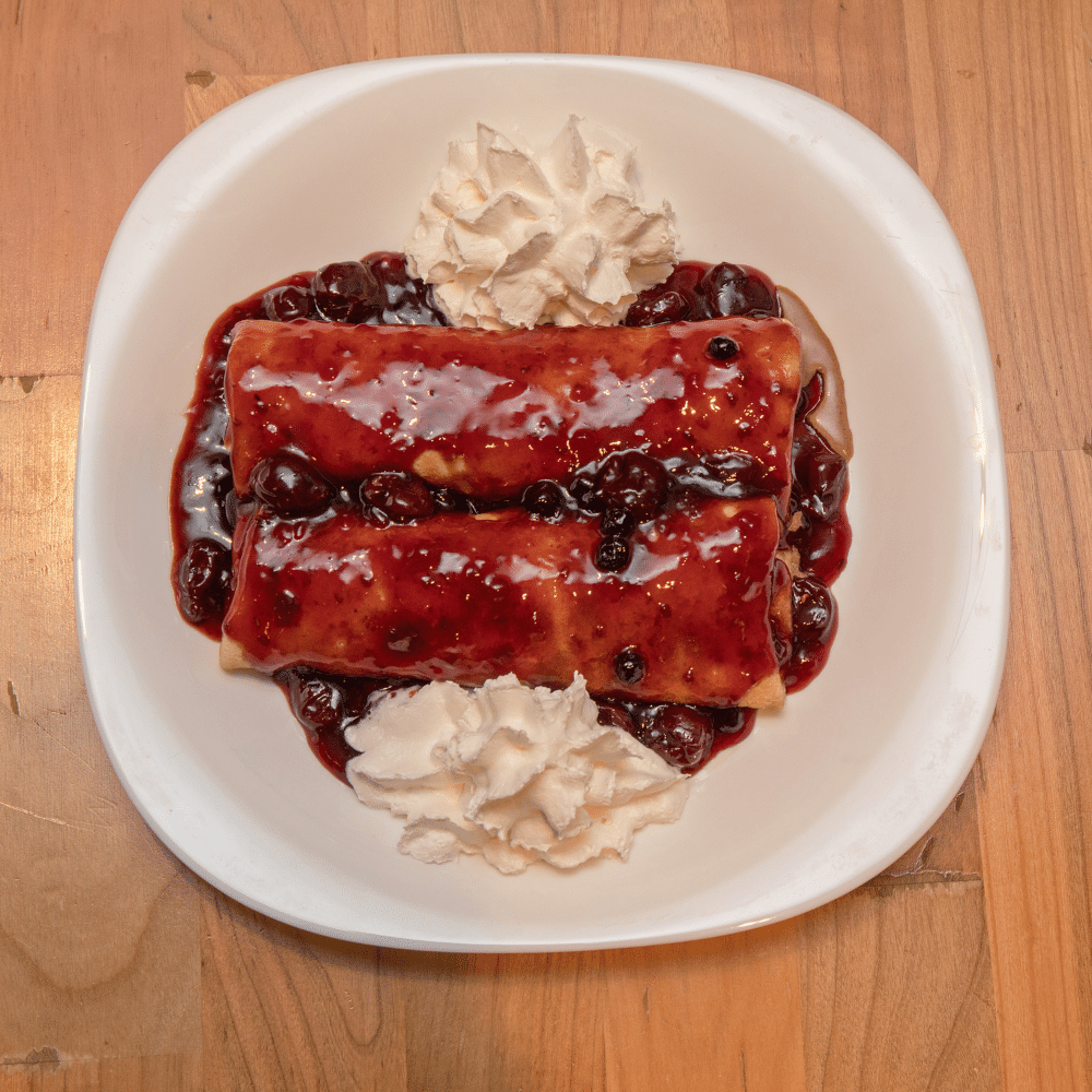 Pancakes with canned Cherry Pie Filling