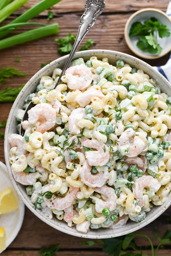 Aunt Bee's Southern Shrimp Pasta Salad Recipe from The Seasoned Mom