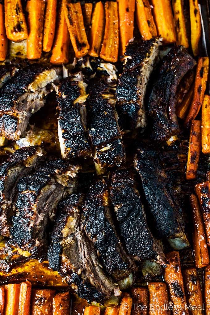 Blackened Ribs with Caramelized Carrots