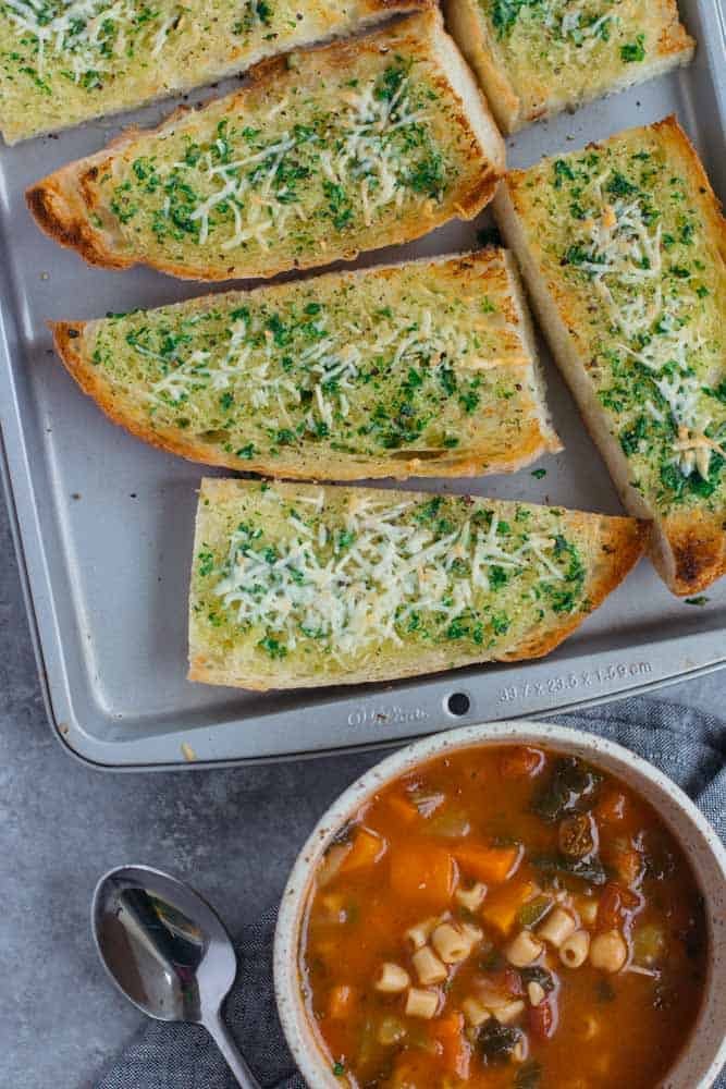 Garlic Bread (made with Olive Oil and Fresh Herbs)