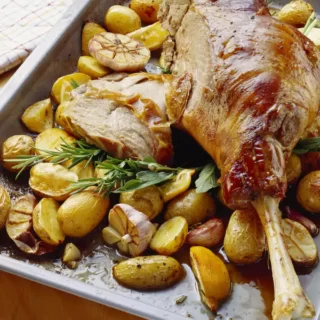 Greek Roast Leg of Lamb With Oven-Roasted Potatoes