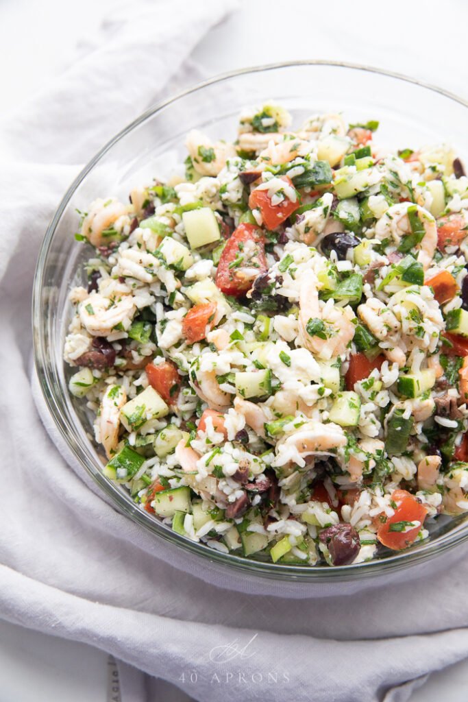 Greek Shrimp Salad with Feta and Rice