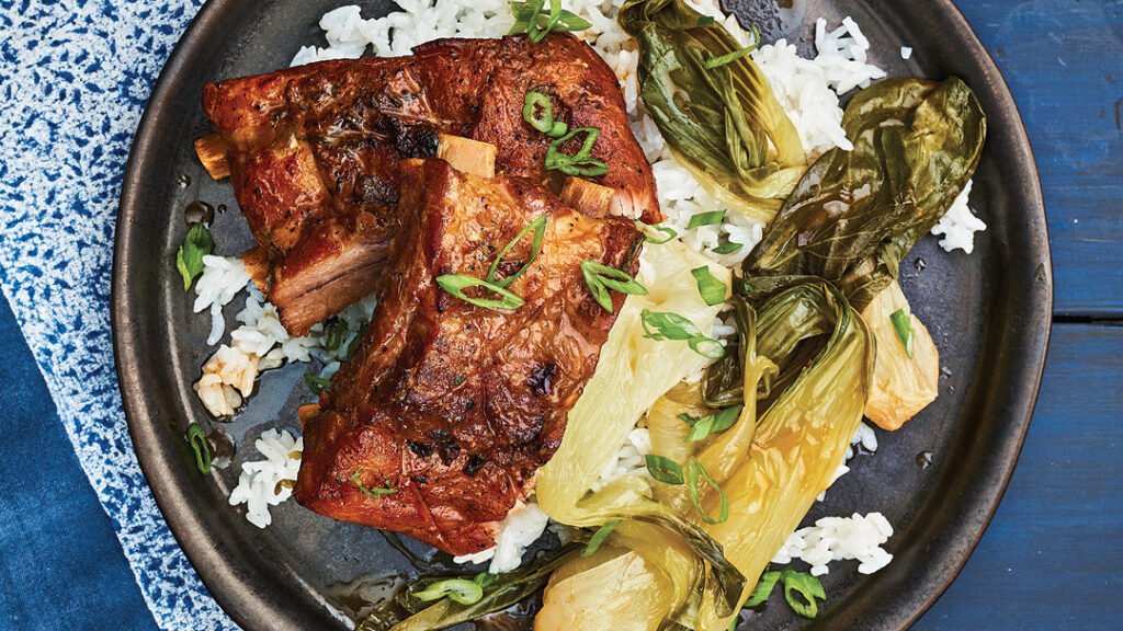 Marinated Multicooker Ribs with Baby Bok Choy