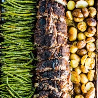 Oven Baked Ribs with Potatoes and Green Beans