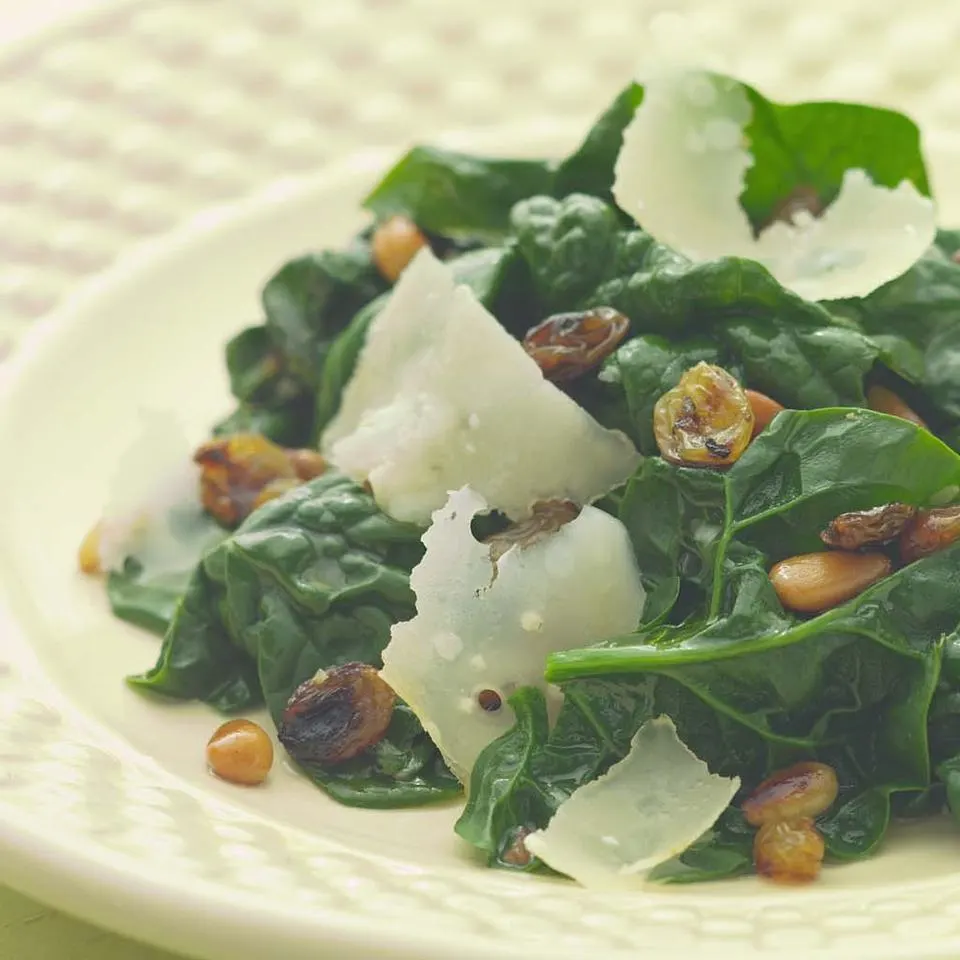 Sauteed Spinach with Pine Nuts & Golden Raisins