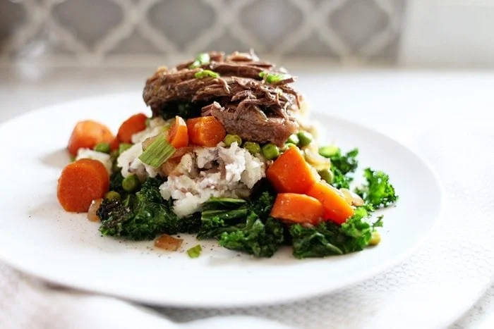 Slow Cooker Pot Roast With Smashed Potatoes & Kale