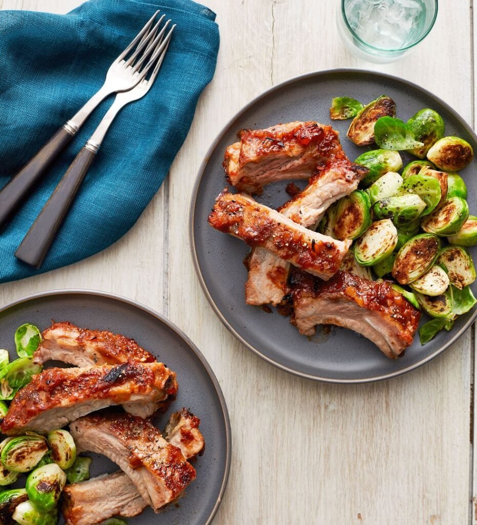 Whole 30 Classic BBQ Ribs with Brussels Sprouts