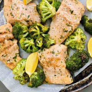 Broccoli and baked fish