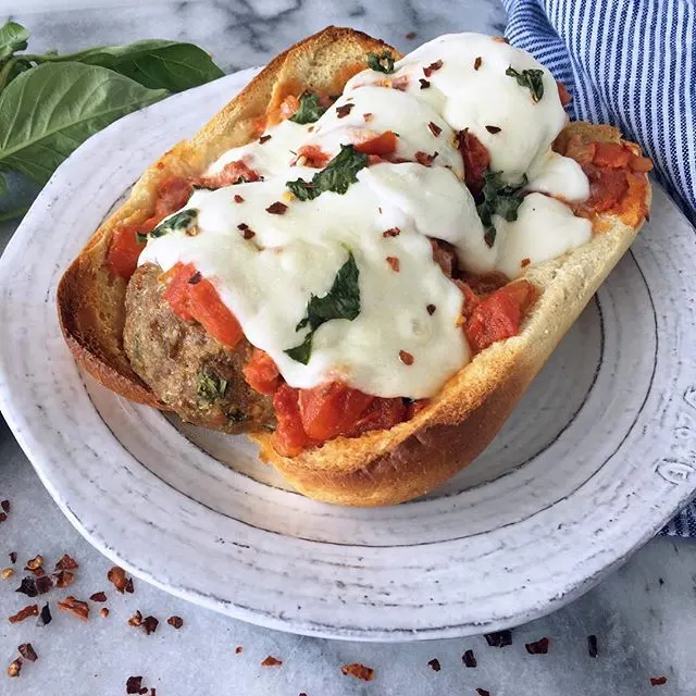 Cheesy Meatball Sandwich with Spicy Vodka Sauce