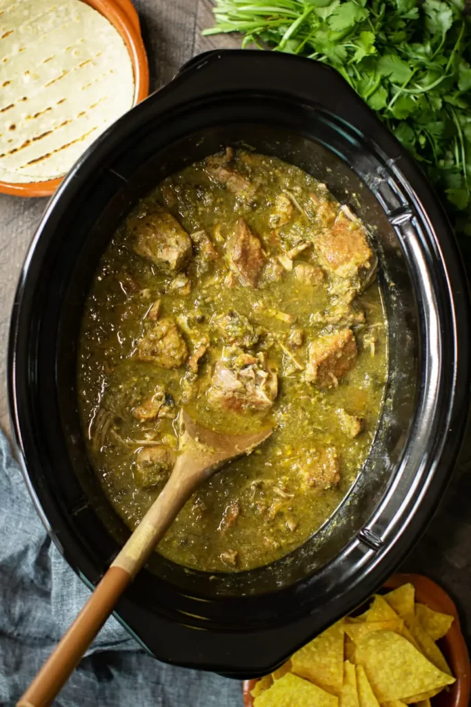 Chile Verde Stew in the Slow Cooker