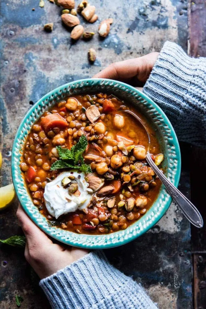 Crockpot Moroccan Lentil and Chickpea Soup