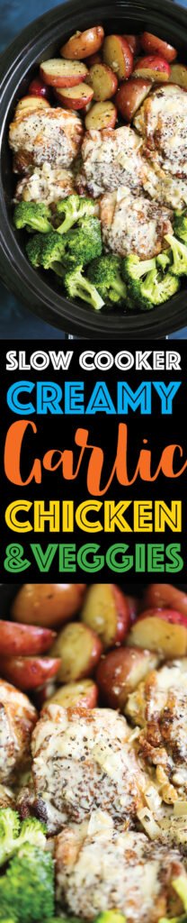 Slow Cooker Creamy Garlic Chicken and Veggies