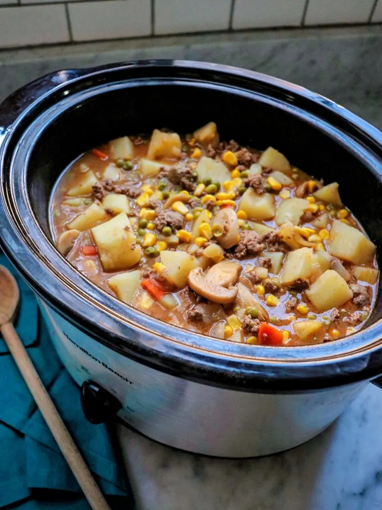 Slow Cooker Ground Beef Stew Recipe from AllRecipes