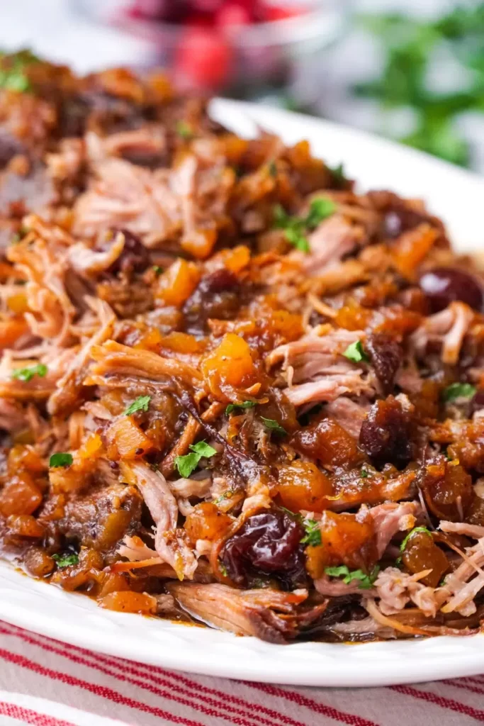 Slow Cooker Roast Pork with Cranberry Pineapple Sauce
