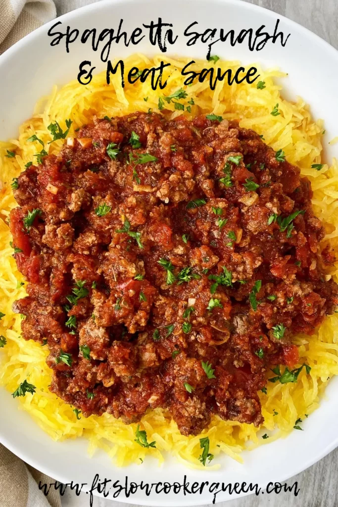 Slow Cooker Spaghetti Squash & Meat Sauce