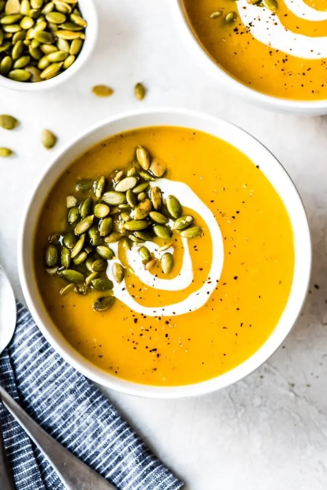 butternut squash soup with seeds