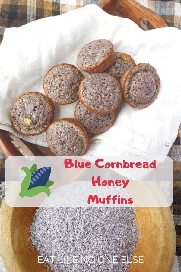 Blue Cornbread Honey Muffins