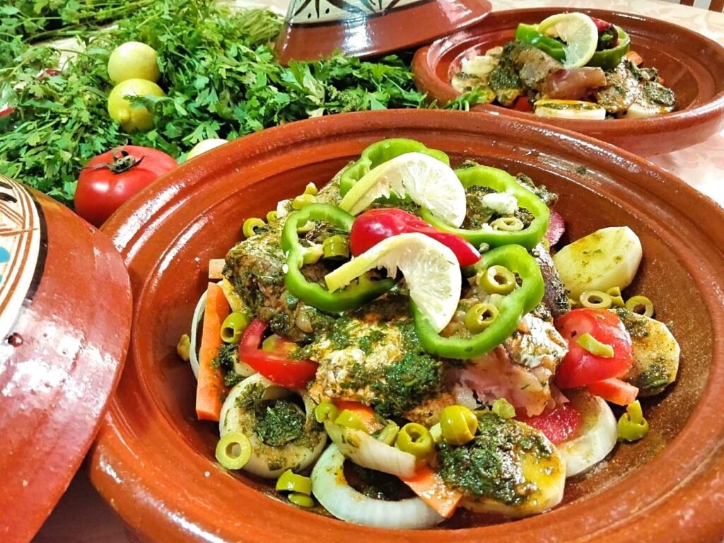 Classic Moroccan Fish Tagine with Chermoula and Vegetables