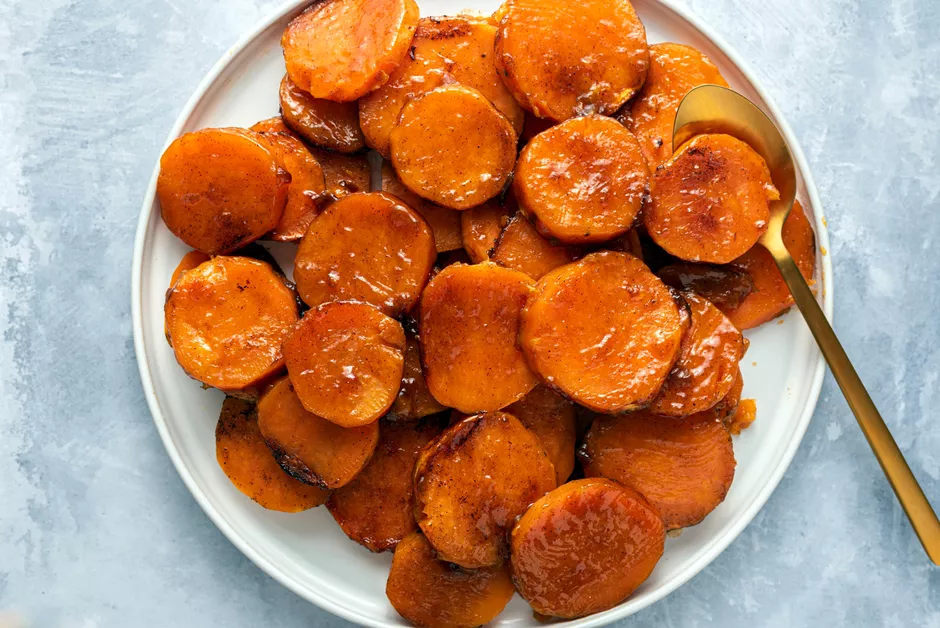 Crockpot Caramel Glazed Sweet Potatoes
