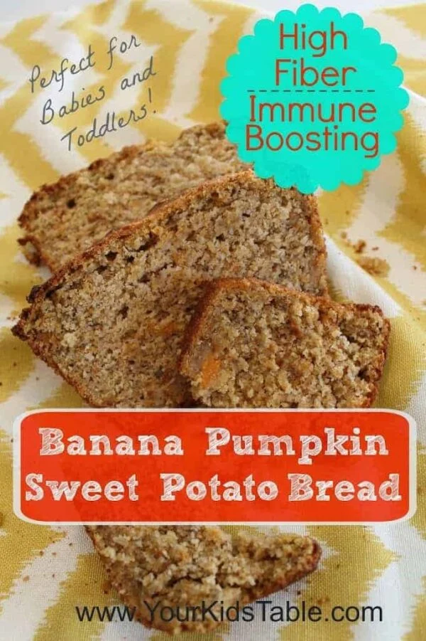 High Fiber Immune Boosting Banana Sweet Potato Pumpkin Bread