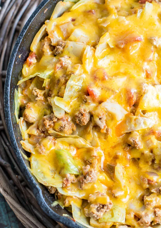 Low Carb Cheesy Cabbage Casserole with Ground Beef