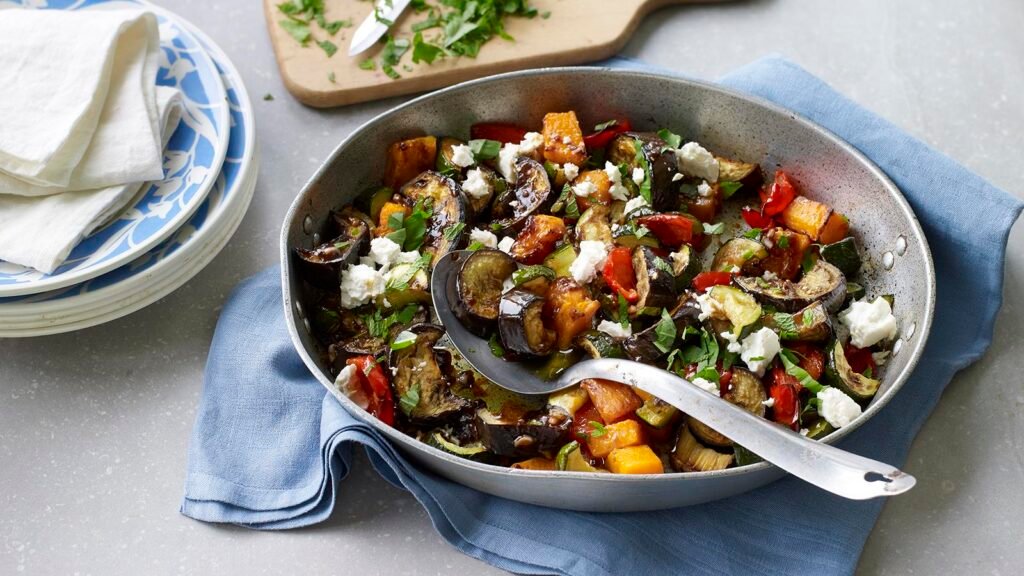 Roasted Vegetables with Herbs and Feta