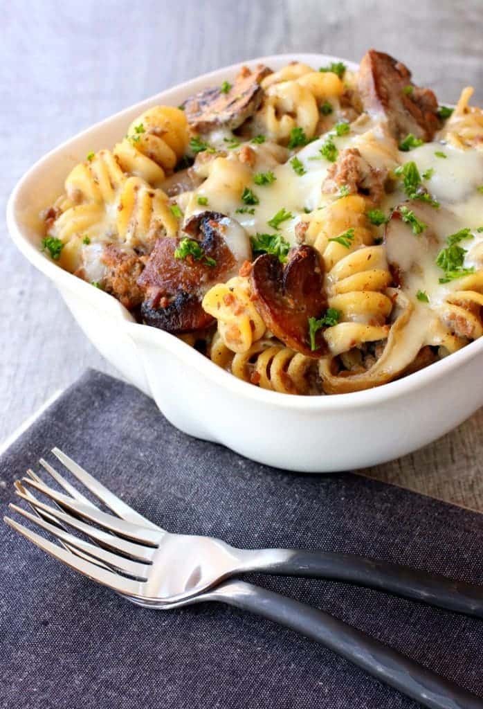 Slow Cooker Cheesy Beef Stroganoff with Mushrooms