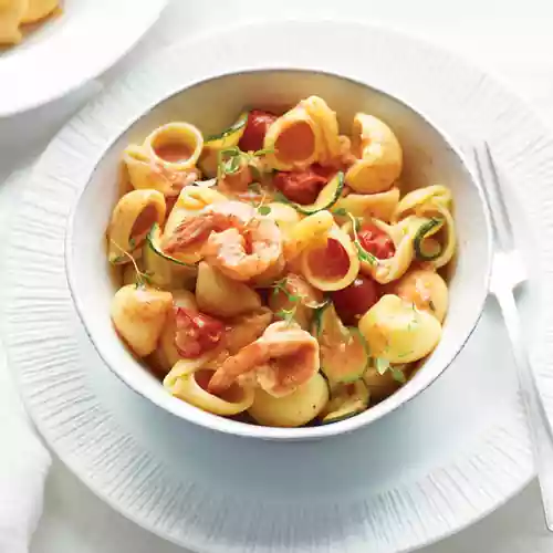 Conchiglie with Shrimp, Roasted Tomatoes, and Pimenton