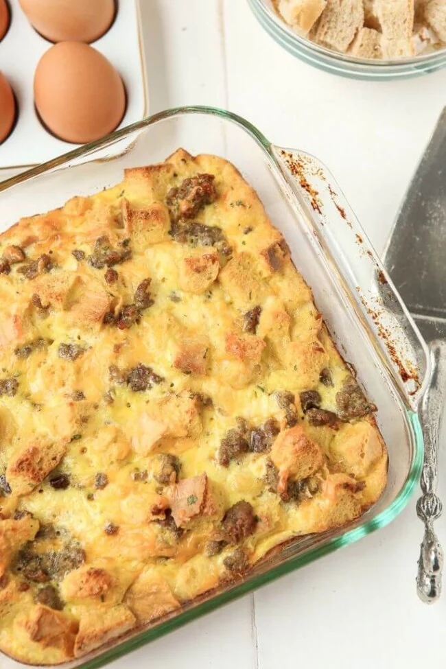 Easy Sausage and Egg Breakfast Casserole with Bread