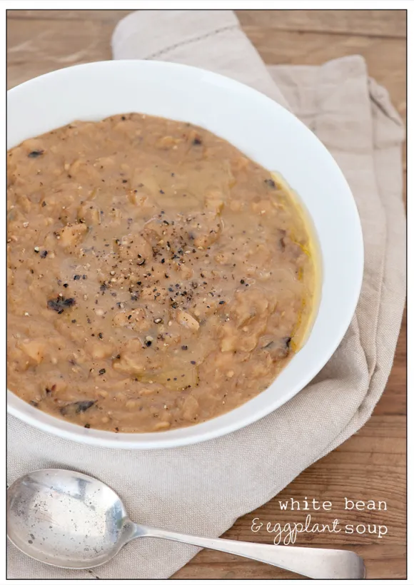 5-Ingredient White Bean & Eggplant Soup