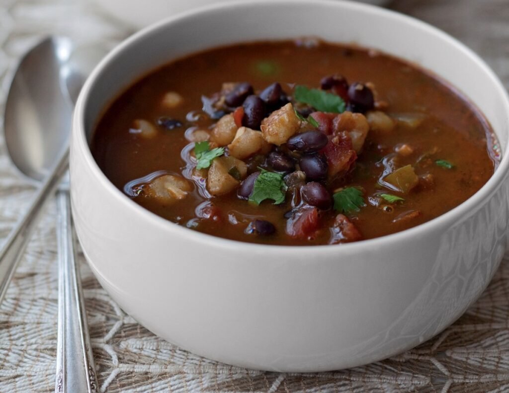 Canned Hominy and Black Bean Chili
