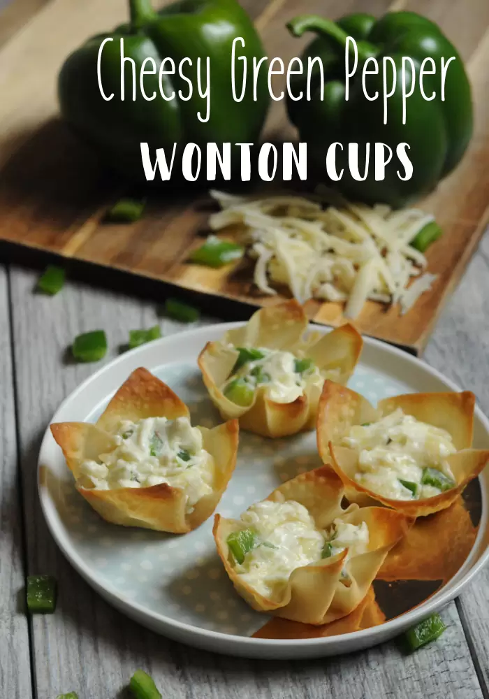 Cheesy Green Pepper Wonton Cups