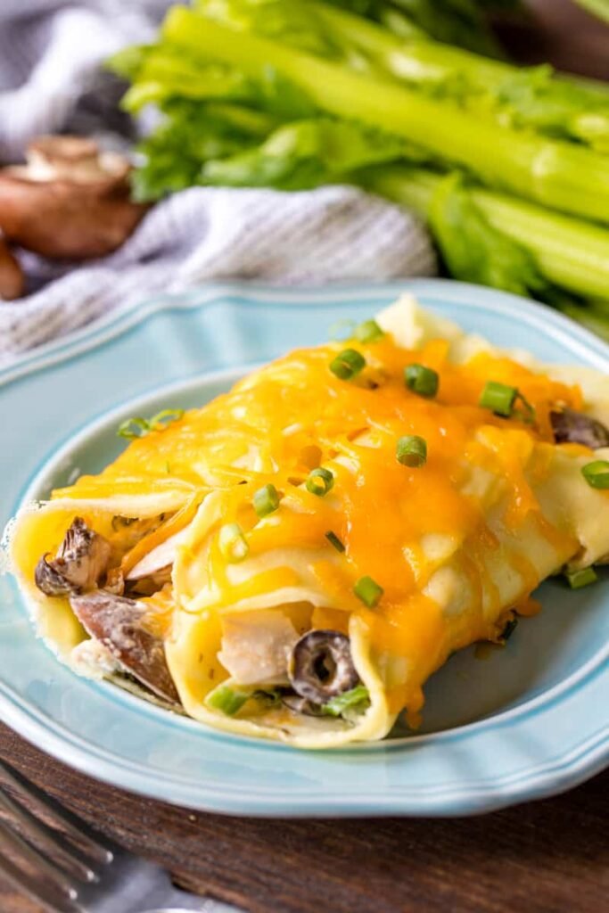 Savory Cheesy Chicken Crepes