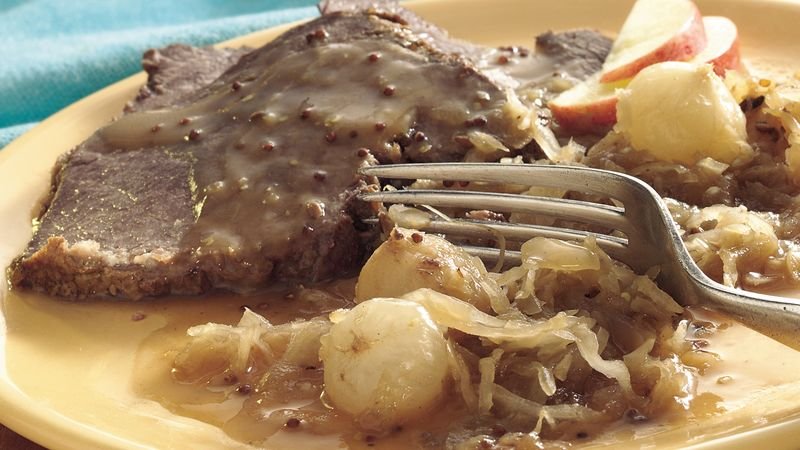 Slow-Cooker Bavarian-Style Beef and Sauerkraut