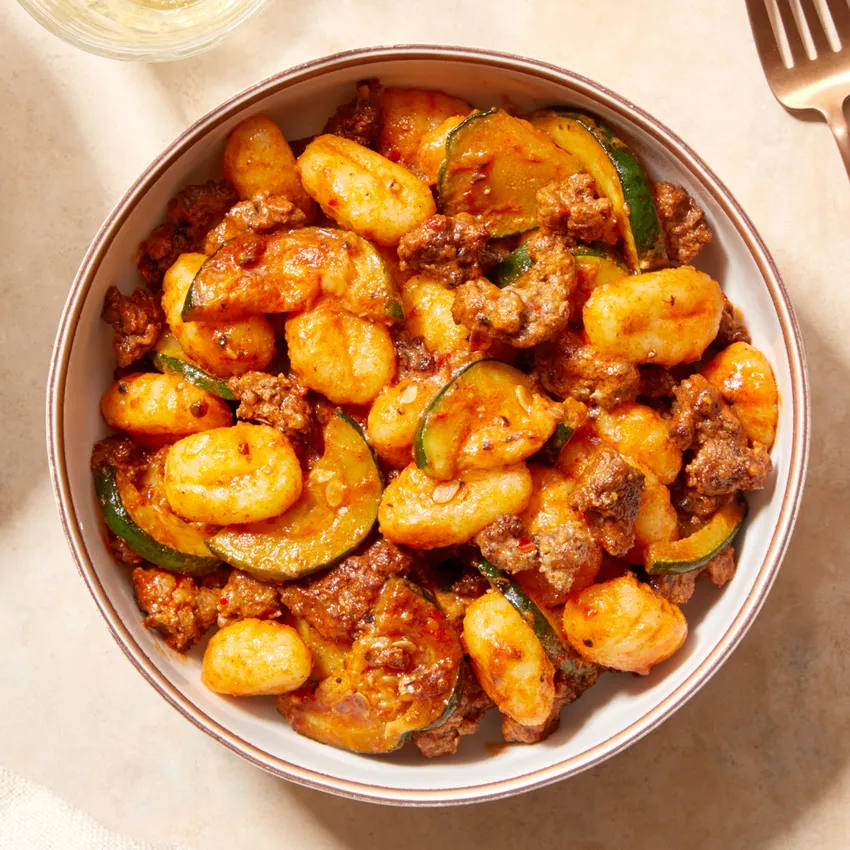 Spicy Beef & Gnocchi with Zucchini