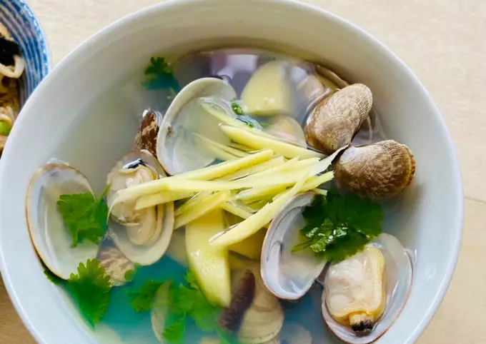 Clam Soup with Ginger and Umeboshi broth