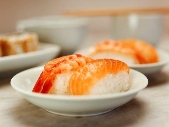 Salmon and Shrimp Nigiri