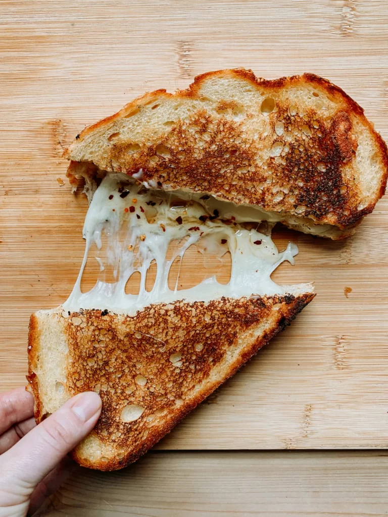 Taleggio Grilled Cheese Sandwich with Red Pepper Flakes and Honey