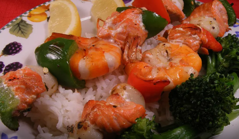 Shrimp, Salmon, and Scallop Kebabs