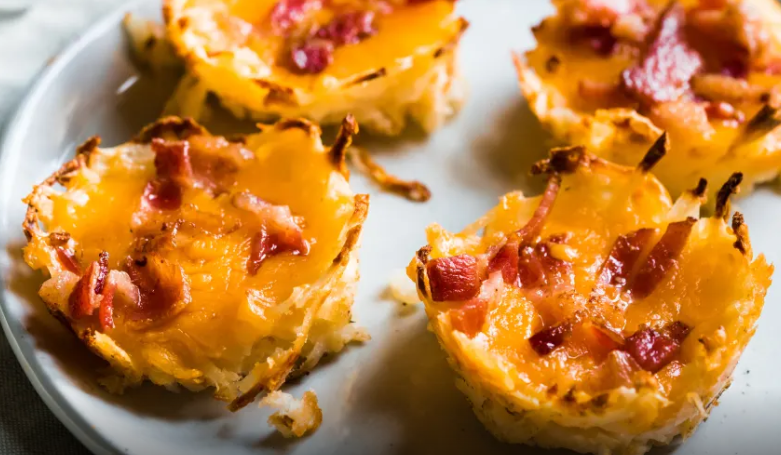Shredded Potato Baskets With Cheese and Bacon