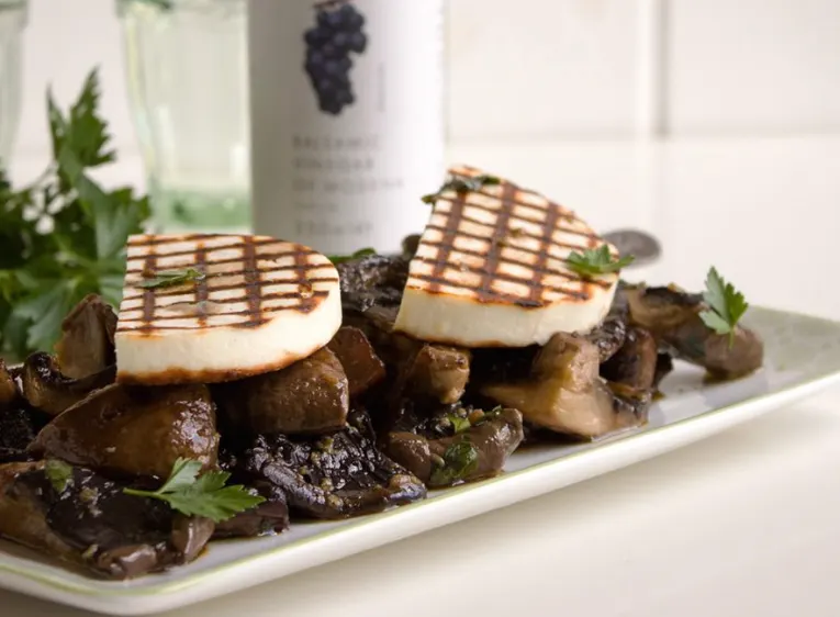 Grilled Mushrooms with Manouri Cheese