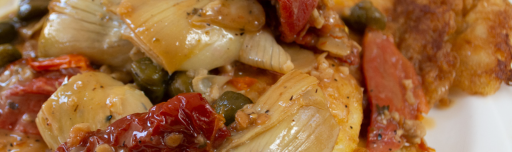 Pan Fried Flounder with Artichokes & Sun-Dried Tomatoes