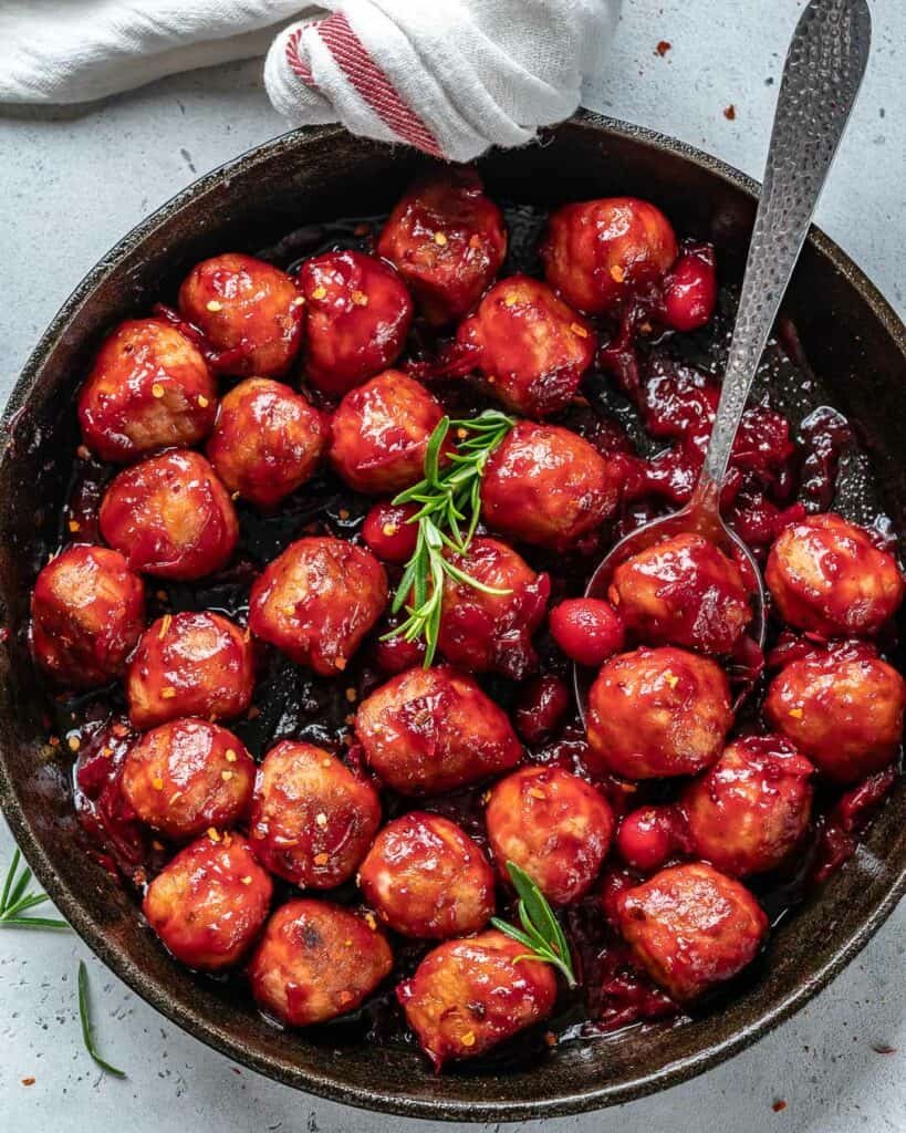 chicken meatballs in cranberry sauce