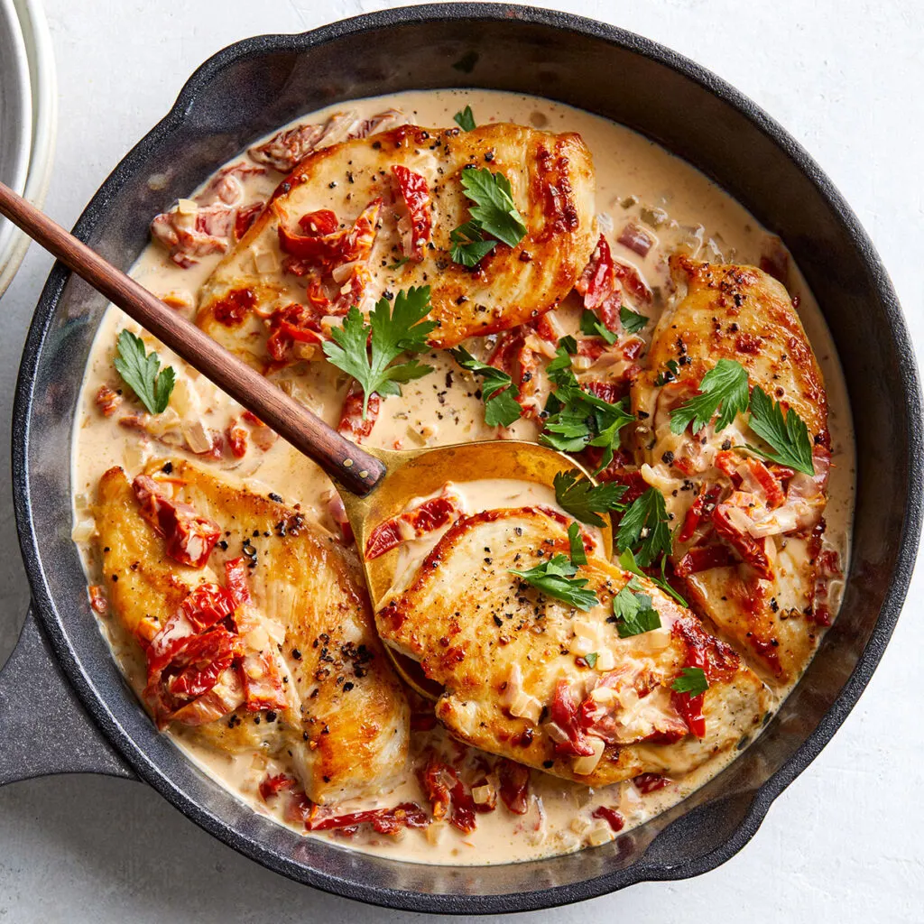 Chicken Cutlets with Sun-Dried Tomato Cream Sauce