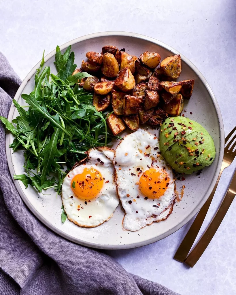 Fried Breakfast Eggs with Roasted Potatoes