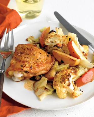 Sheet-Pan Chicken with Cauliflower and Apples